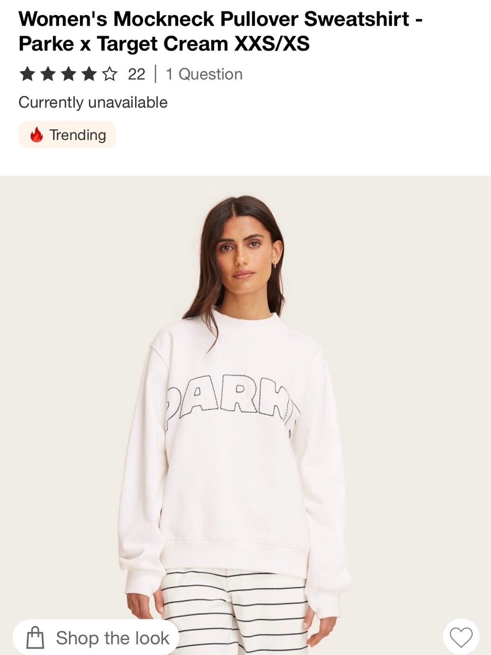 Parke x Target Cream Mockneck Pullover Sweatshirt